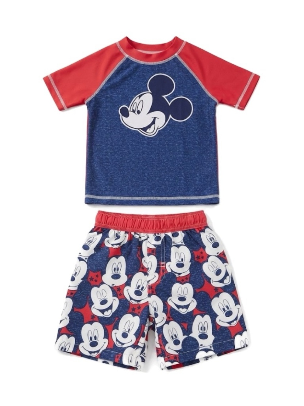Mickey Mouse Red White & Blue Rashguard & Swim Trunks Set Size 3T